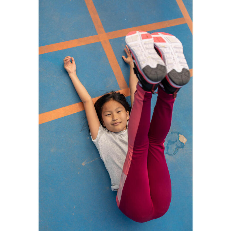 Leggings bambina ginnastica S 500 traspirante bordeaux con tasca