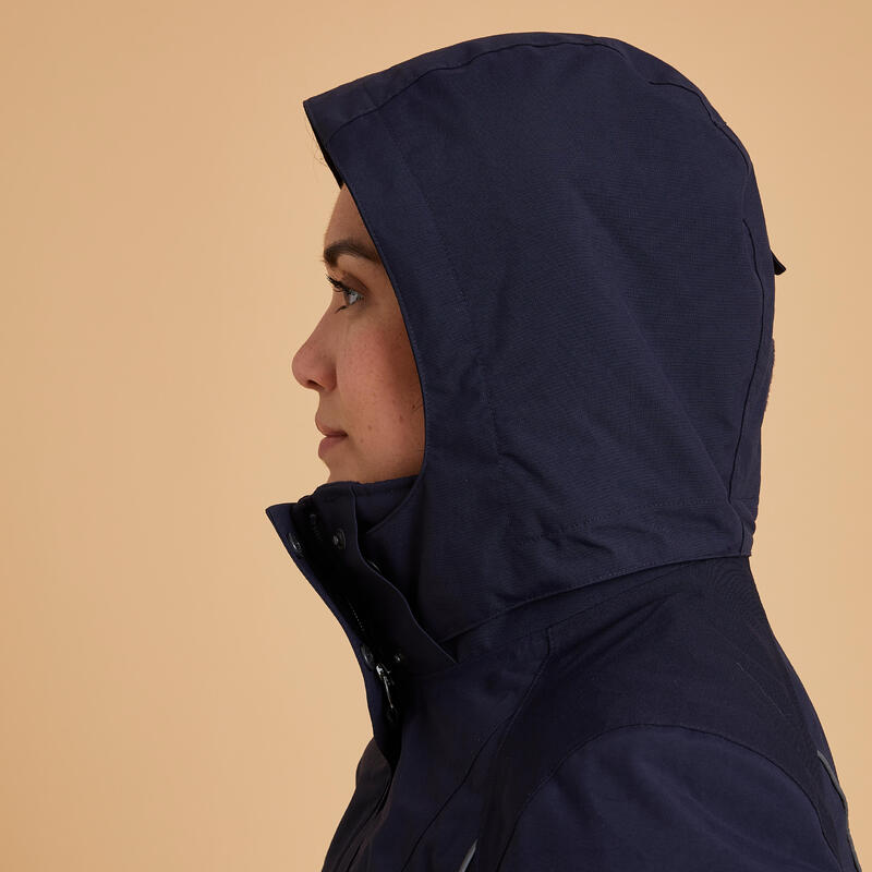 Chaqueta equitación 580 impermeable/cálida Mujer Fouganza azul marino