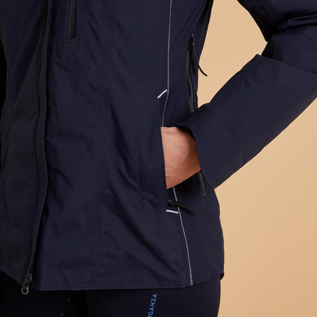 Women's Warm and Waterproof Horse Riding Jacket 580 - Navy Blue