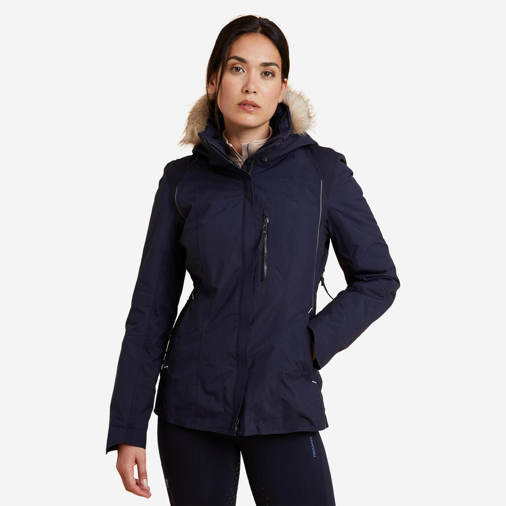 Sieviešu mitrumizturīga siltā jaka “580” jāšanai, tumši zila
