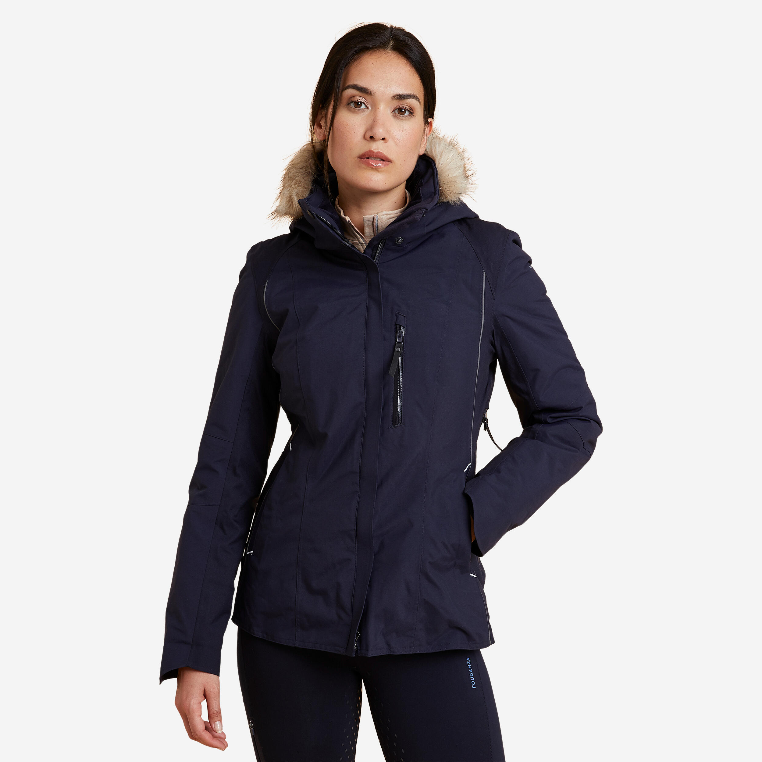 Women's Warm and Waterproof Horse Riding Jacket 580 - Navy Blue 1/15