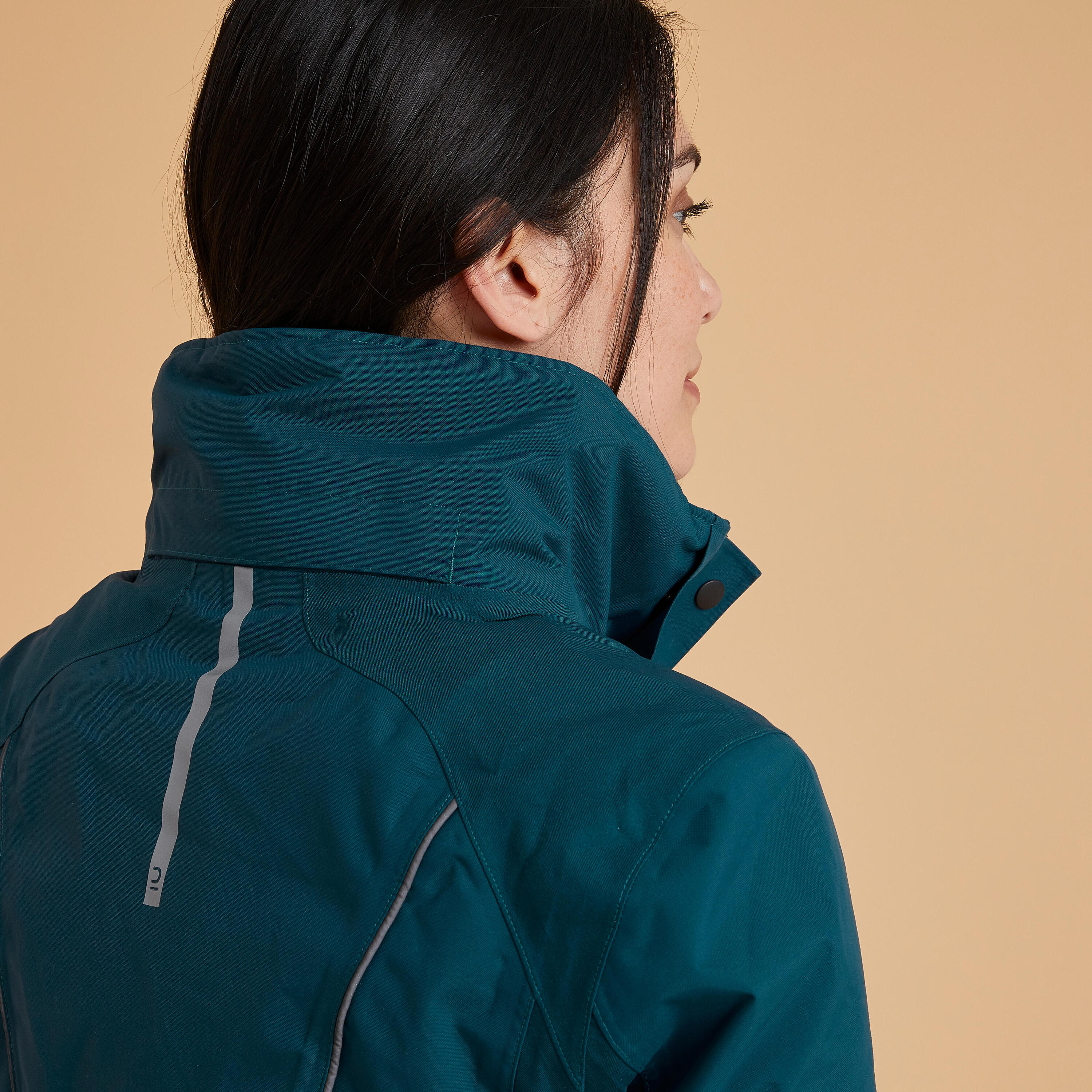 Chaqueta equitación 580 impermeable/cálida Mujer Fouganza verde 13/15