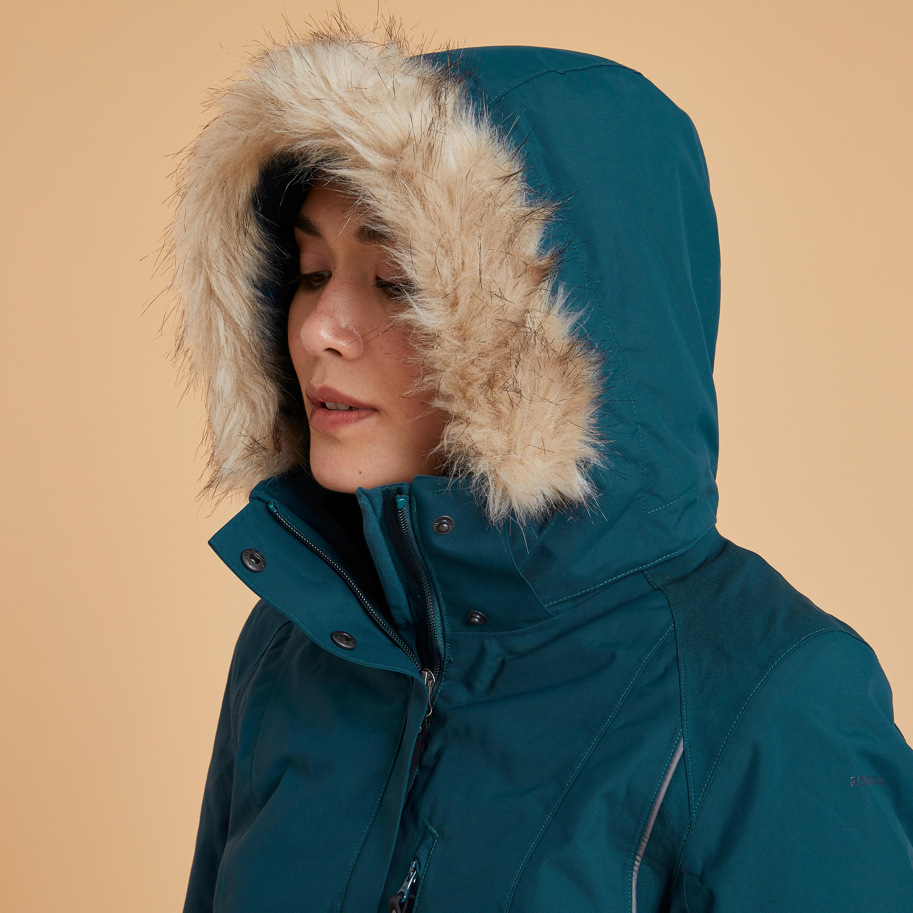 Chaqueta equitación 580 impermeable/cálida Mujer Fouganza verde 11/15