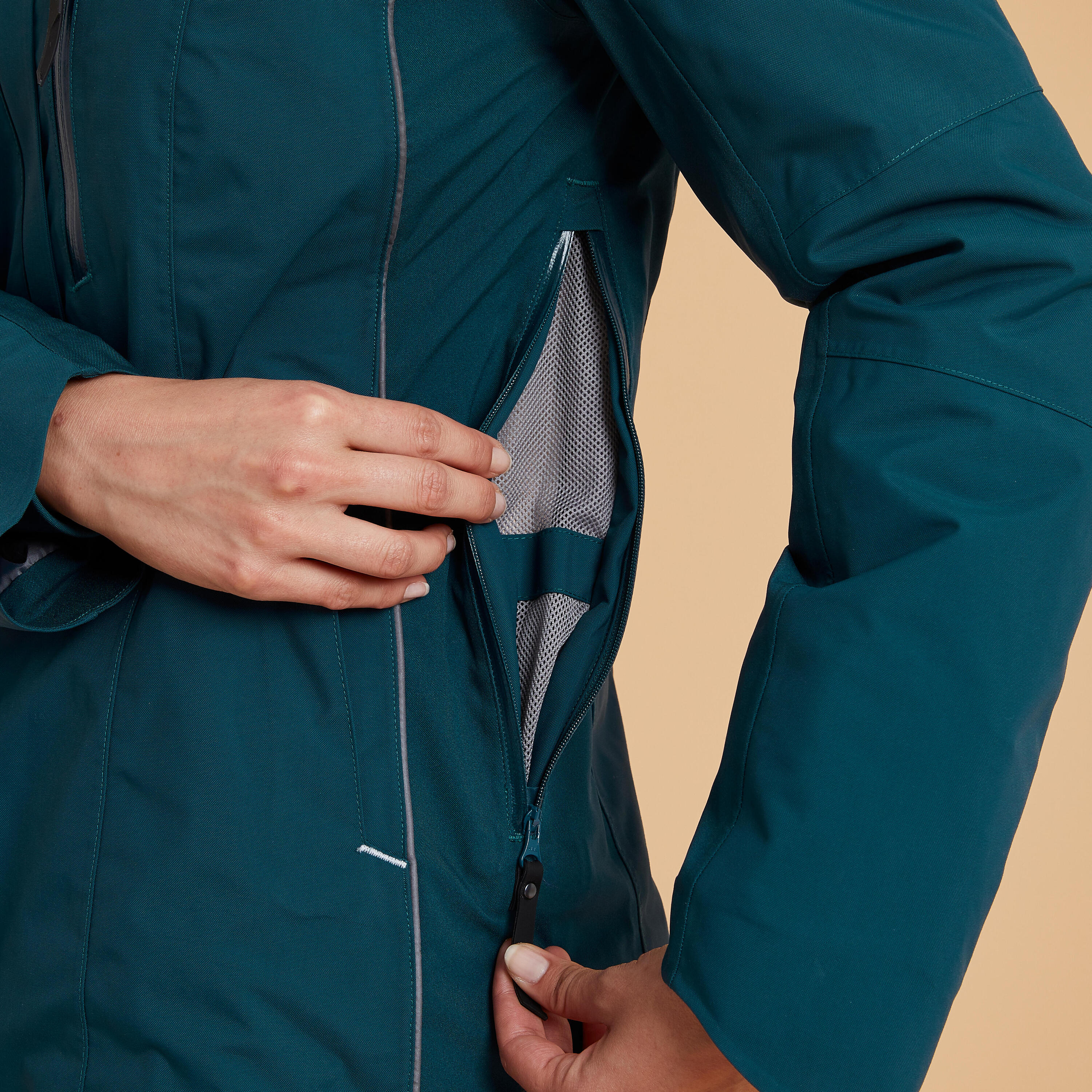 Chaqueta equitación 580 impermeable/cálida Mujer Fouganza verde 9/15