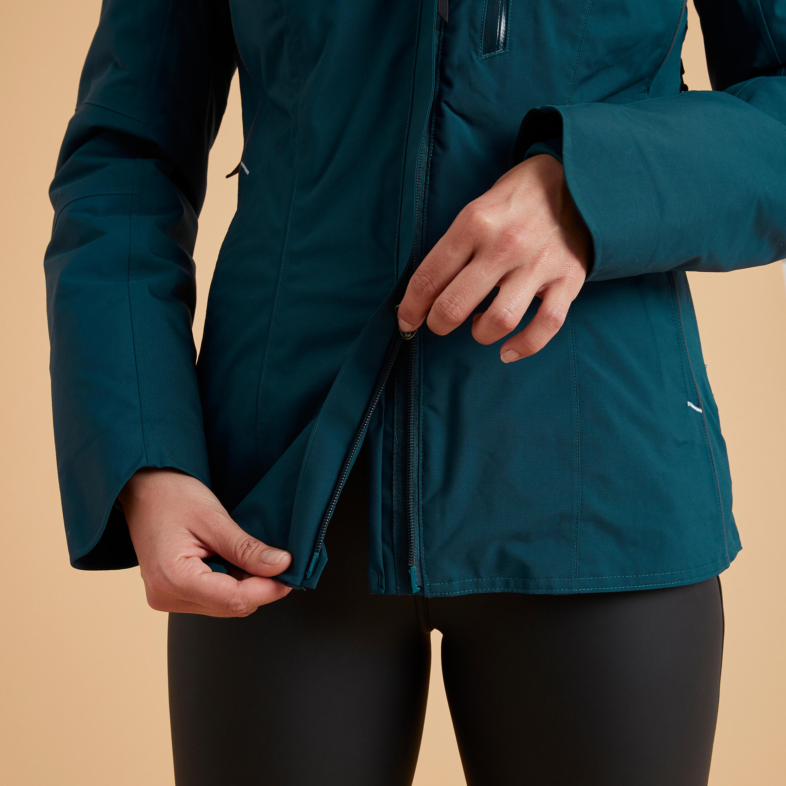 Chaqueta equitación 580 impermeable/cálida Mujer Fouganza verde 5/15