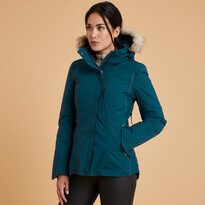Куртка для верховой езды утепленная водонепроницаемая женская темно-бирюзовая 580 Fouganza
