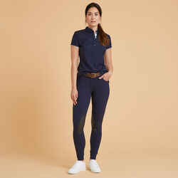 Women's Short-Sleeved Horse Riding Polo - Navy