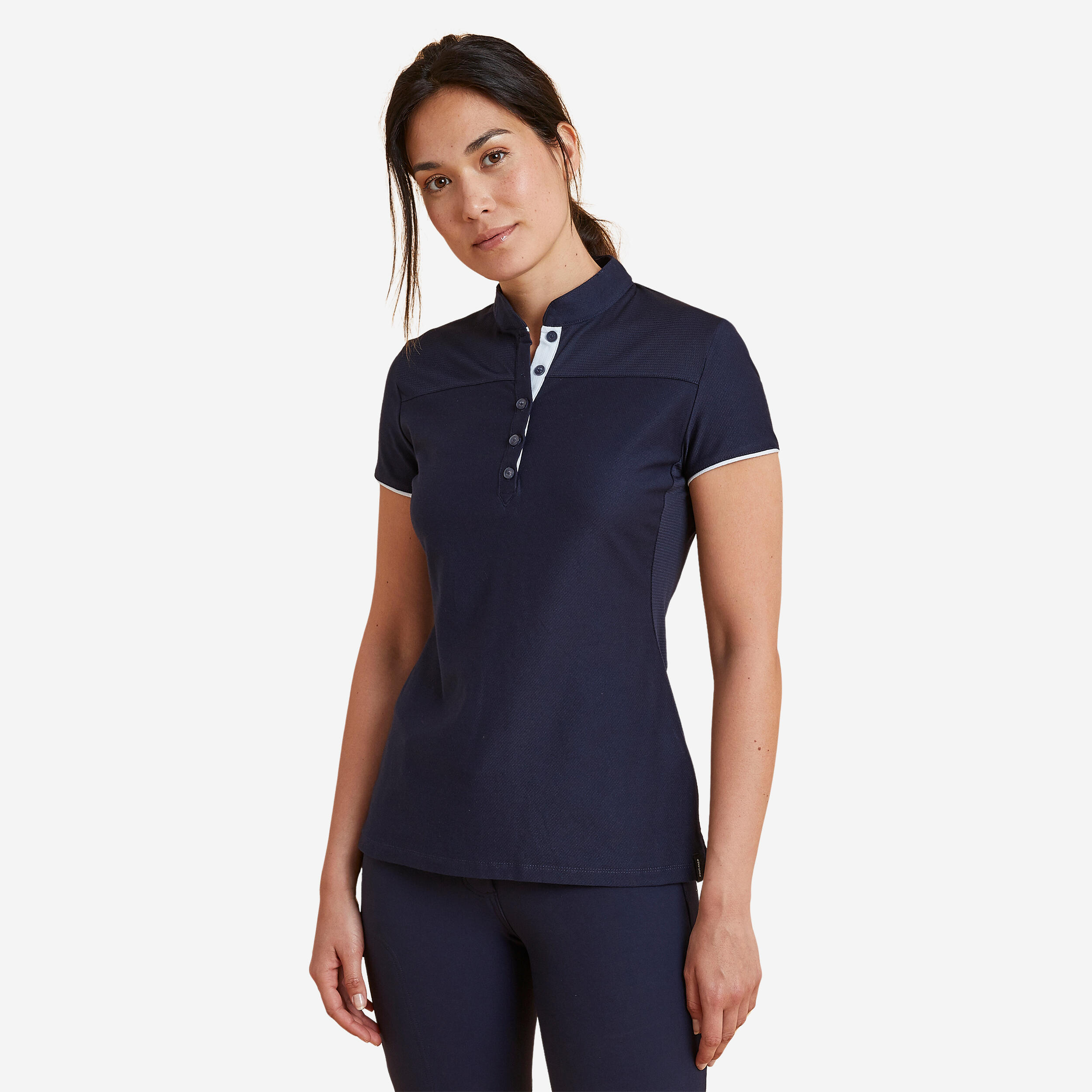 Polo quitation manches courtes Femme 500 marine FOUGANZA