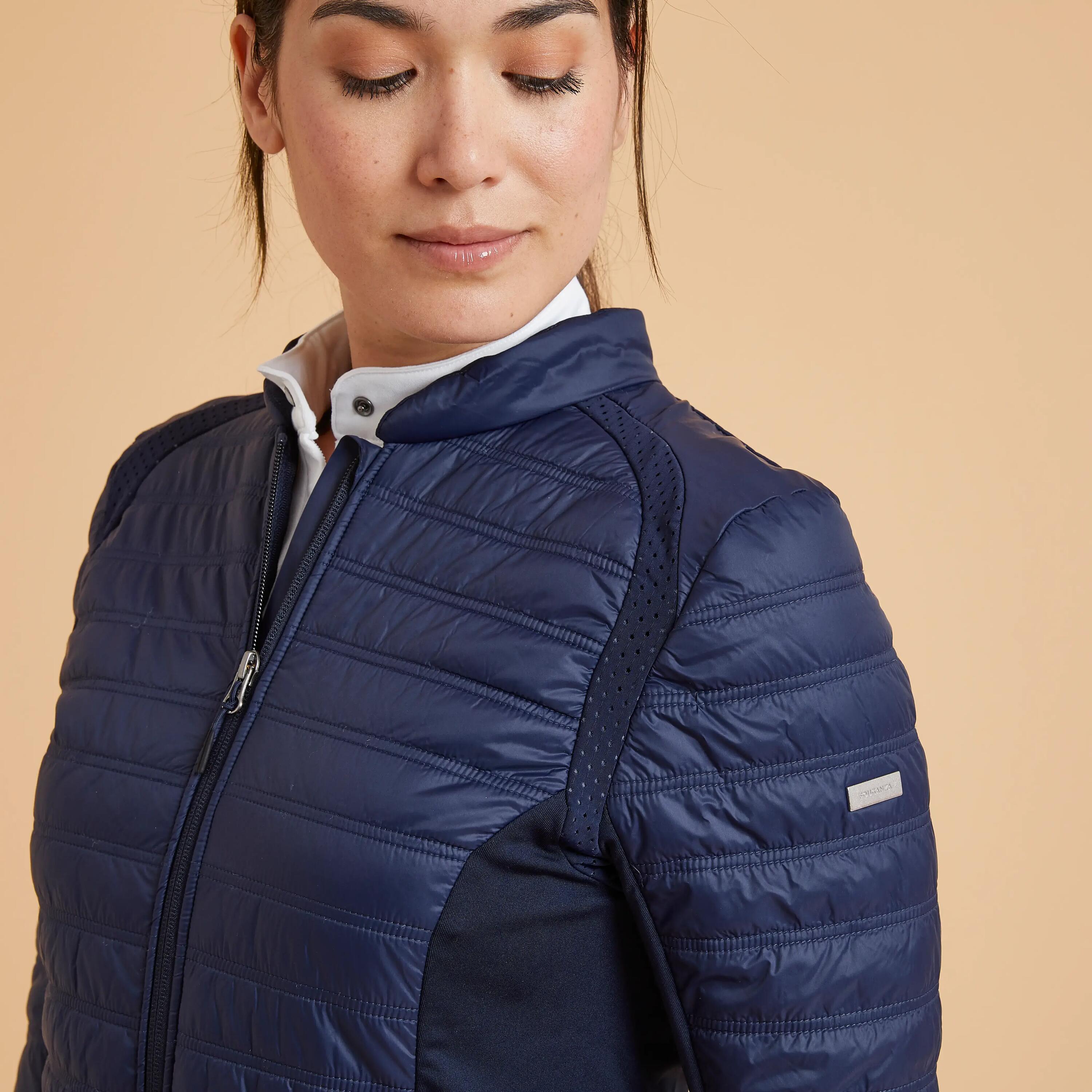 Women Warm Down Jacket - Lightweight For Horse Riding - Navy Blue -  3