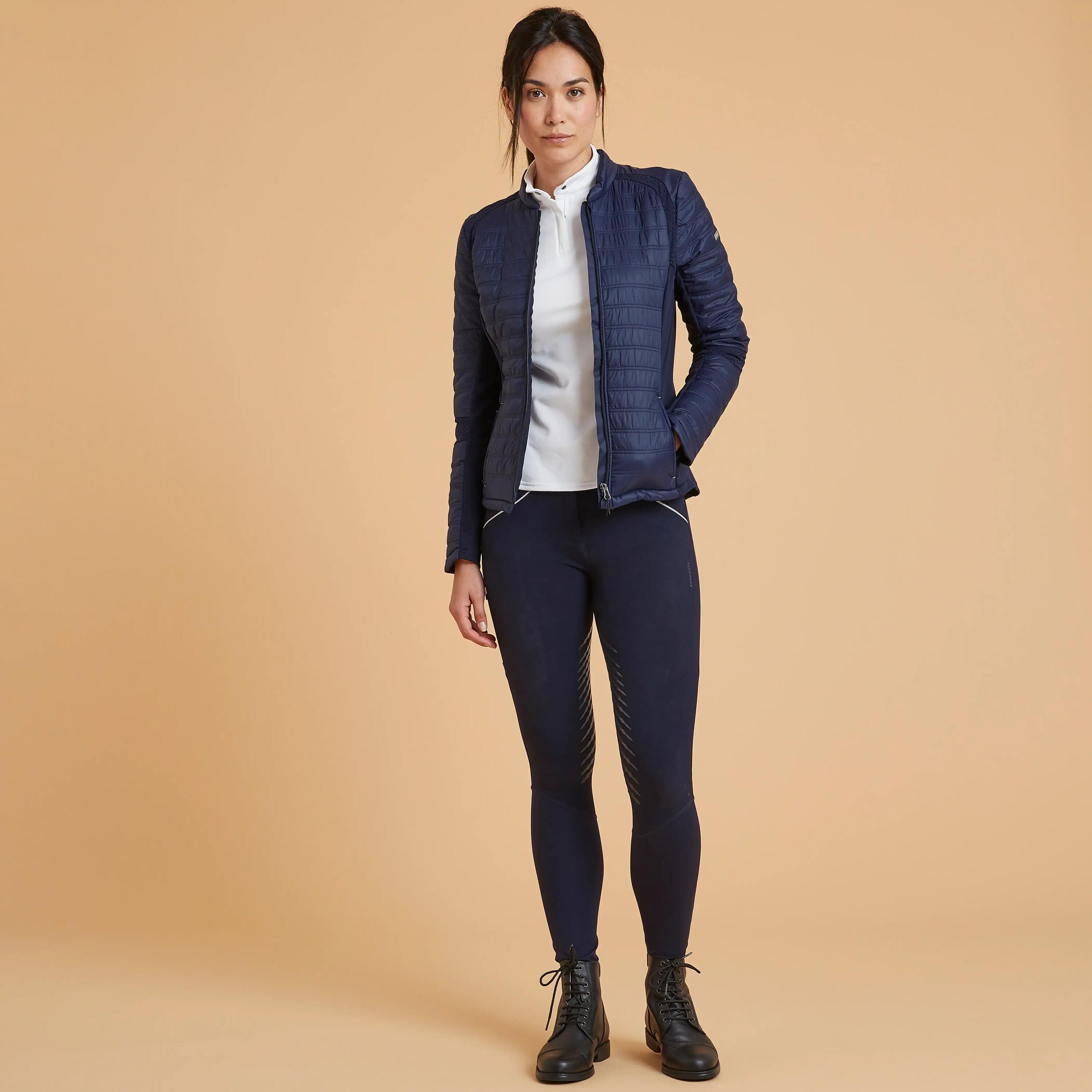 Women Warm Down Jacket - Lightweight For Horse Riding - Navy Blue -  2