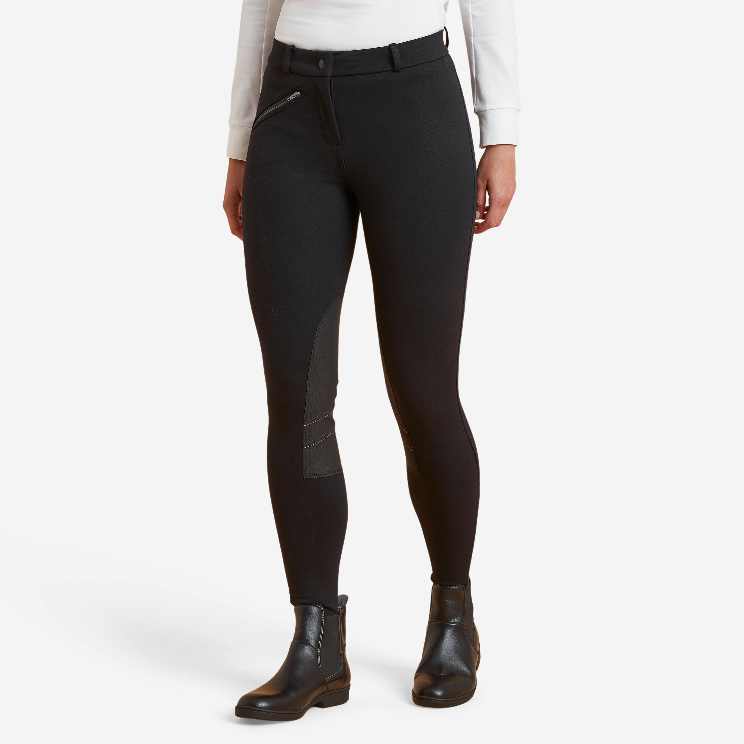 FOUGANZA 140 Warm Women's Horse Riding Warm Jodhpurs - Black