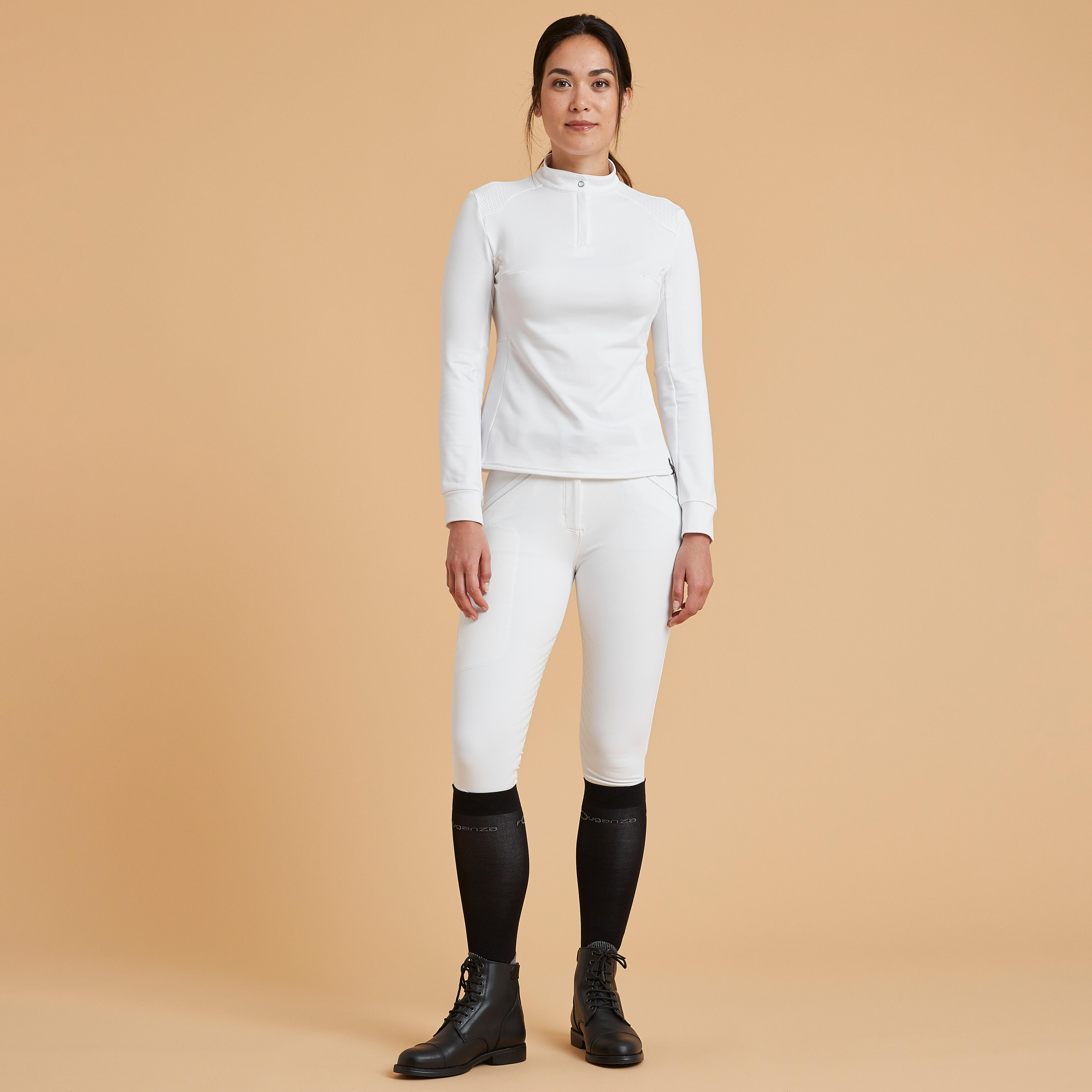 Polo calda a maniche lunghe da donna - 500 bianco