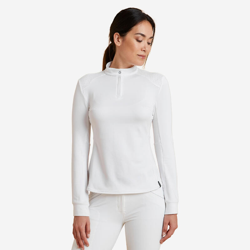 germen Pigmalión Derritiendo Polo concurso equitación fouganza 500 COMP mujer blanco cálido manga larga | Decathlon germen Pigmalión Derritiendo Polo concurso equitación fouganza 500 COMP mujer blanco cálido manga larga | Decathlon