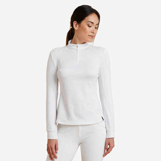 
      Women's Horse Riding Long-Sleeved Warm Competition Polo 500 - White
  