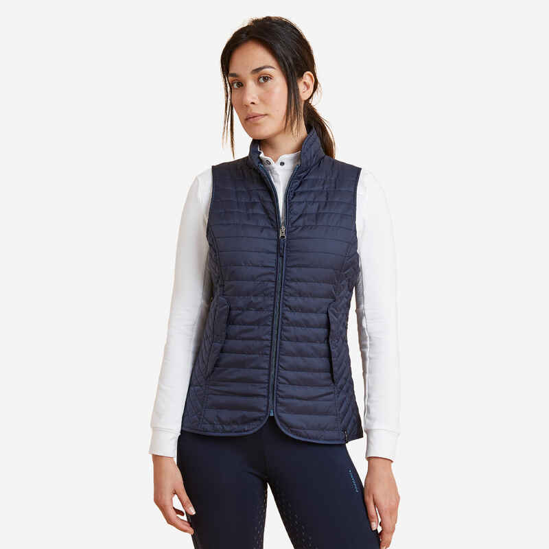 Women's Sleeveless Horse Riding Down Jacket 100 - Navy