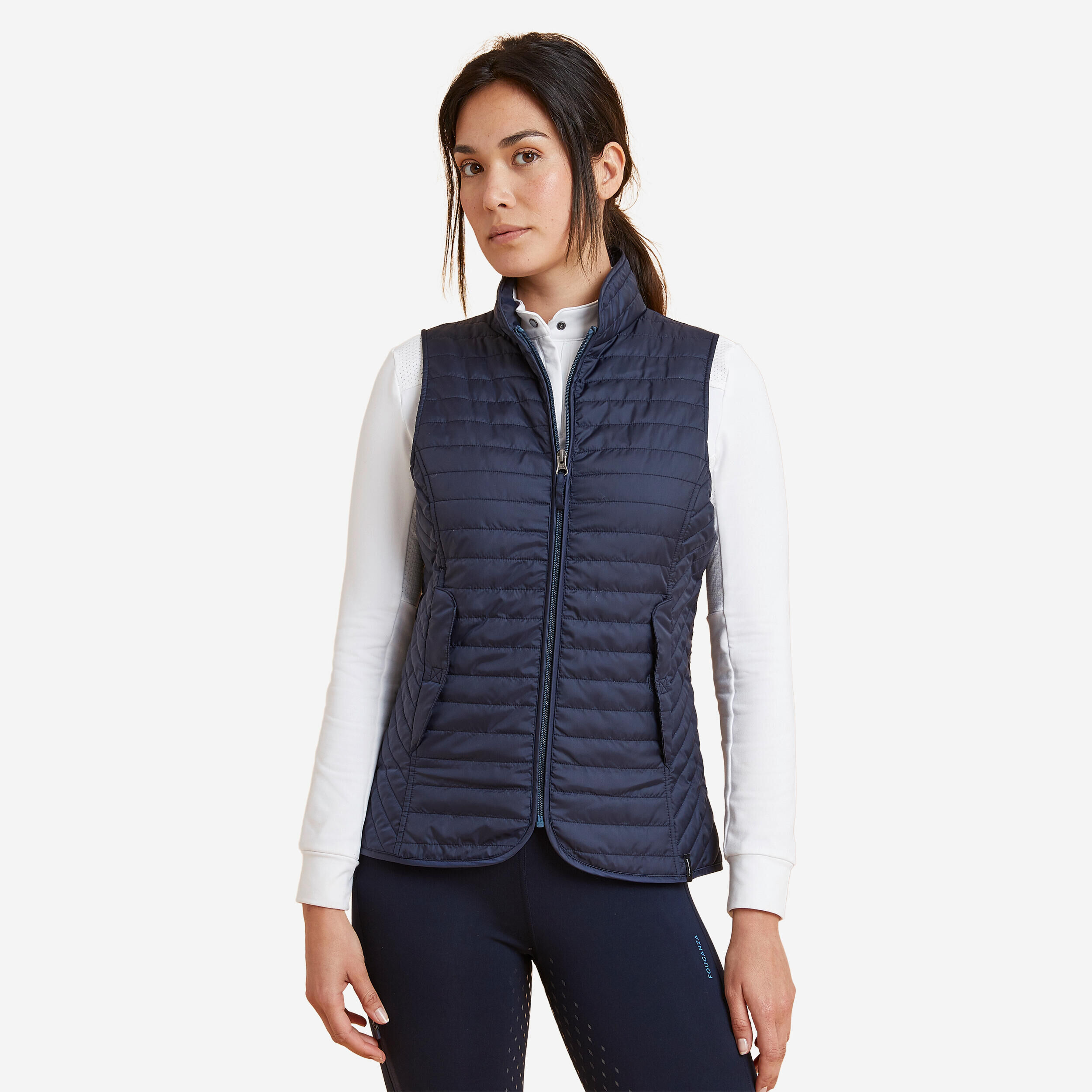 FOUGANZA Women's Sleeveless Horse Riding Down Jacket 100 - Navy