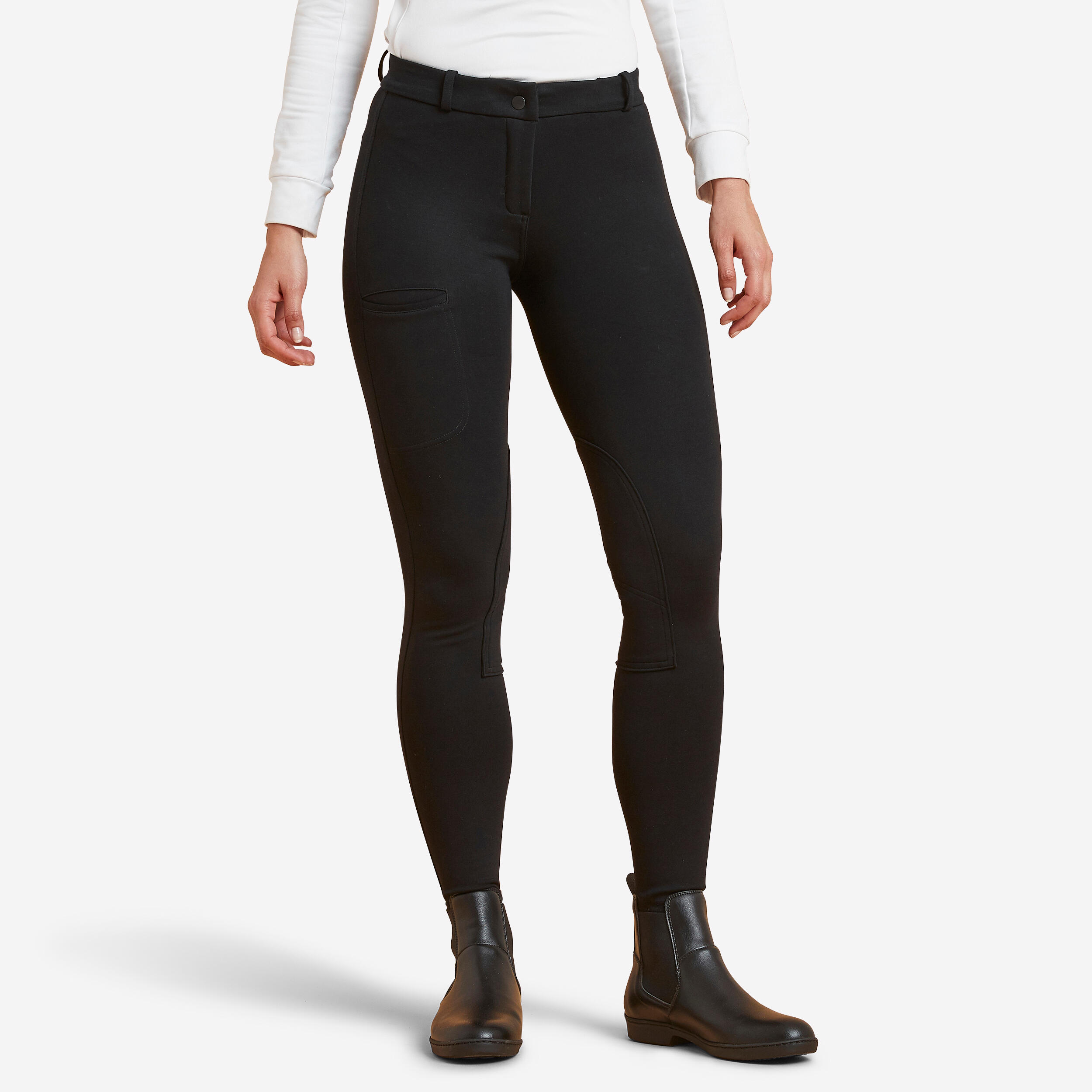 Women's Horse Riding Jodhpurs 100 - Black - FOUGANZA