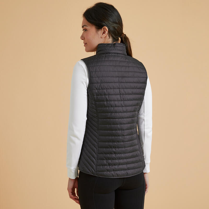 Damesbodywarmer voor ruitersport 100 zwart