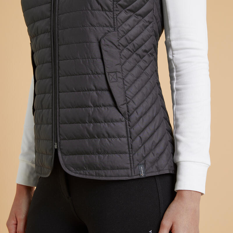 Damesbodywarmer voor ruitersport 100 zwart