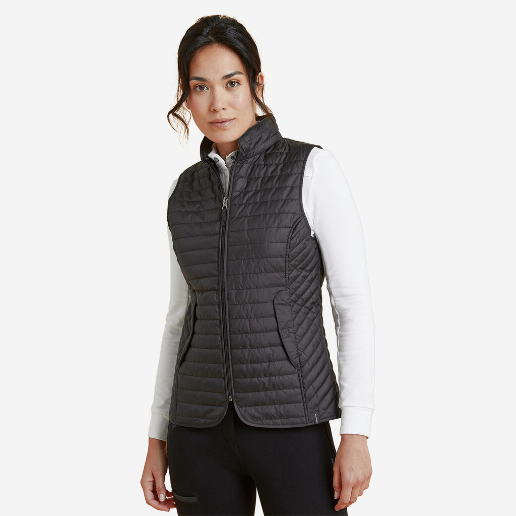 Women's Sleeveless Horse Riding Padded Jacket 100 - Black