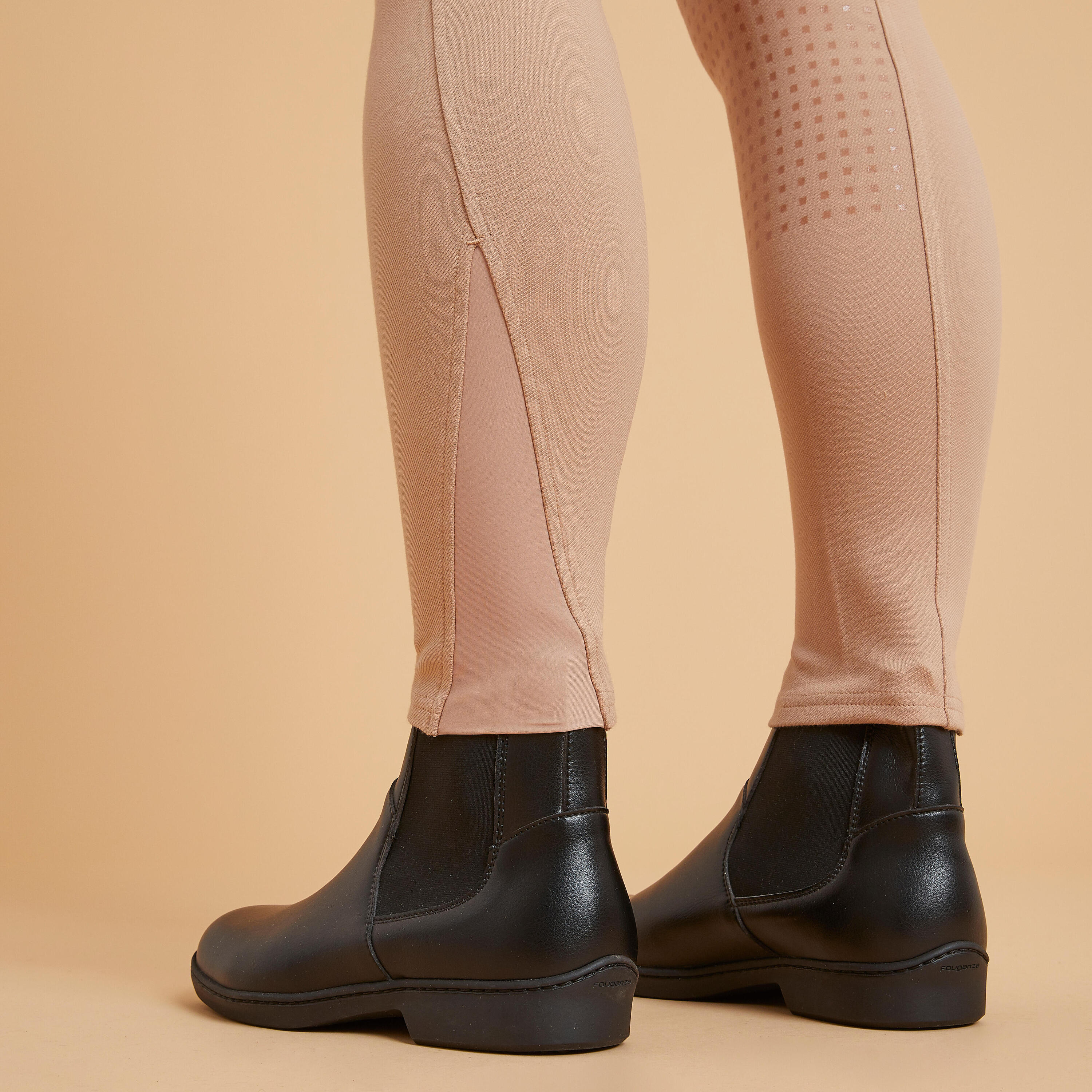 Women's Warm Full Grip Horse Riding Jodhpurs 500 - Beige 8/10