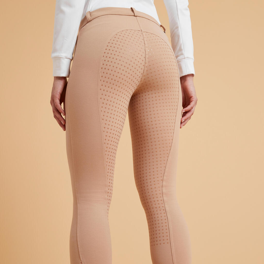 Moteriškos šiltos jojimo kelnės „180 Fullgrip“ su silikonu, pilkos pudros spalvos