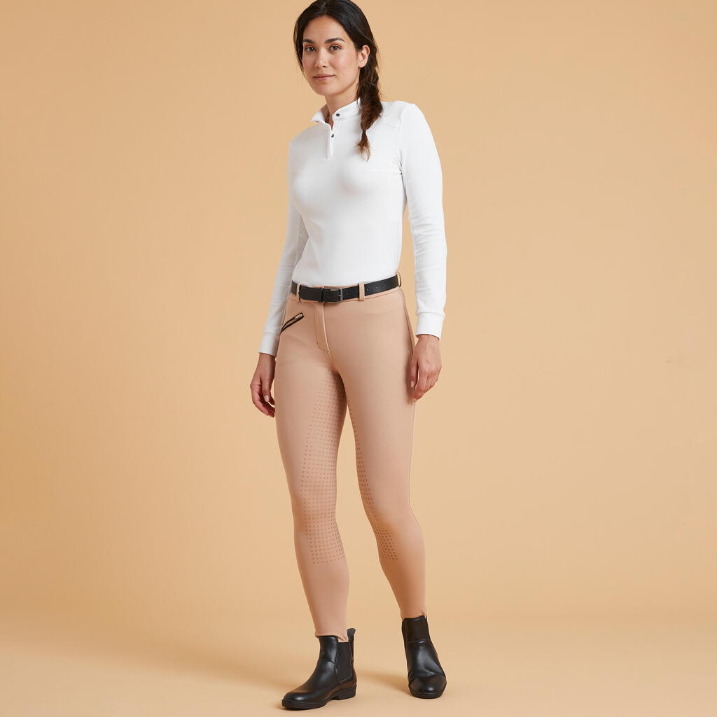 Winter-Reithose 180 Full Grip Silikonvollbesatz Damen beige