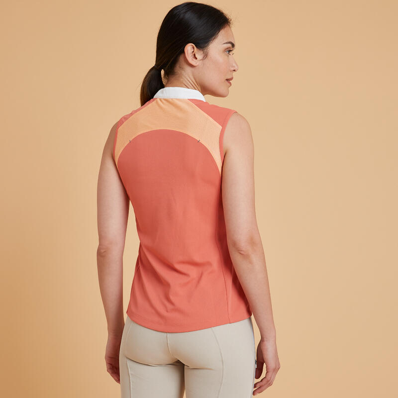 Débardeur équitation femme 500 MESH orange