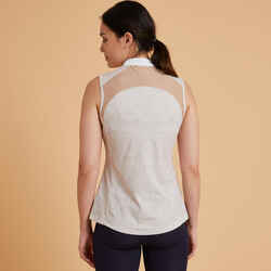 Women's Horse Riding Tank Top 500 Mesh - Beige Print