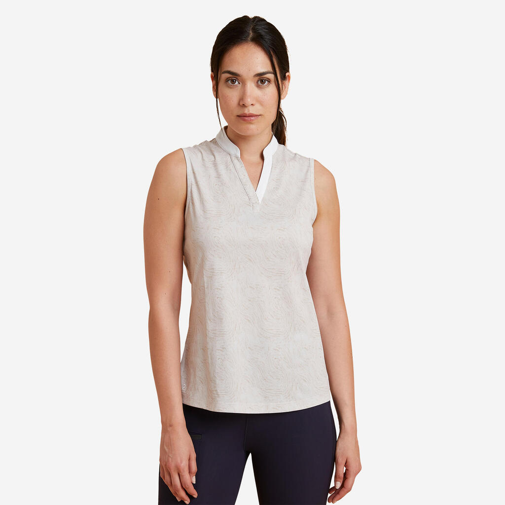 Women's Horse Riding Tank Top 500 Mesh - Nougat