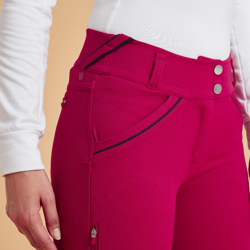 Pantaloni equitazione donna 900 CLASSIC rosa