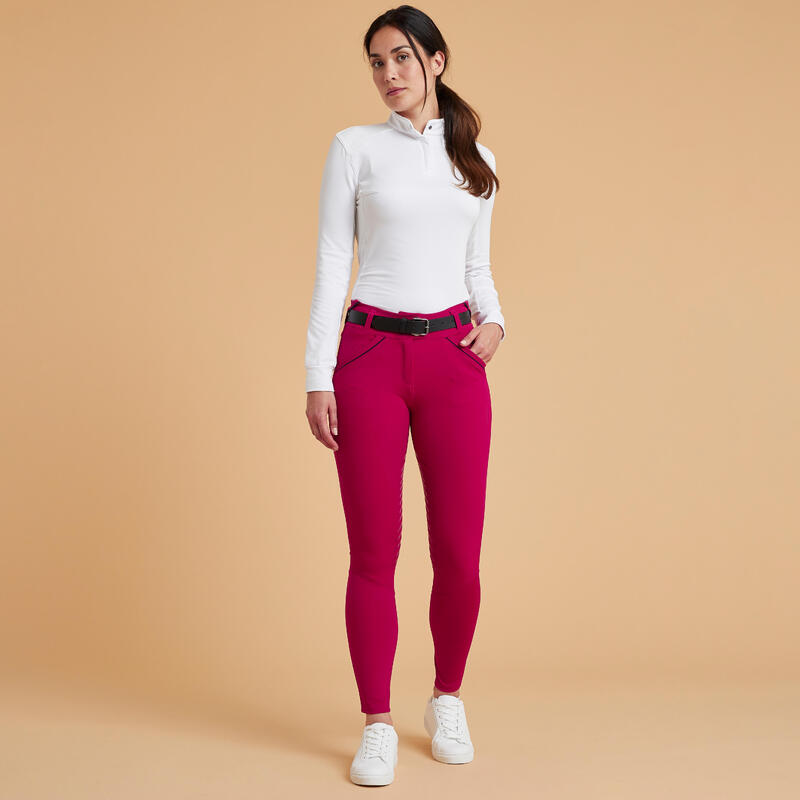 Pantalón Equitación Classic 900 Mujer Rosa Cardenal Agarre