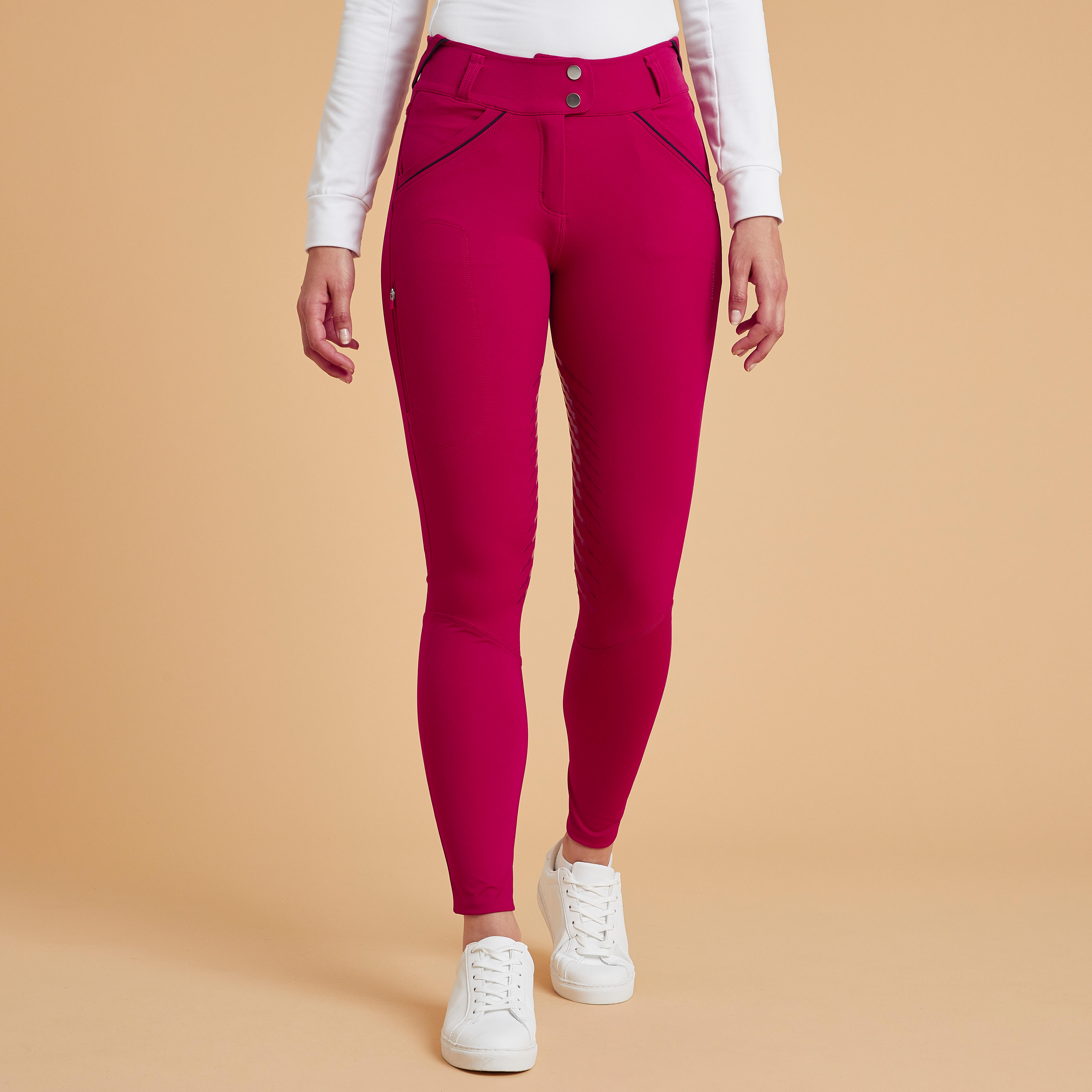 Pantalon Equitacion 900 Mujer Azul Marino Classic Grip
