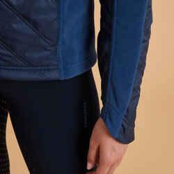 Women's Horse Riding Bi-Material Fleece 500 - Navy