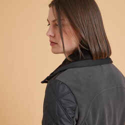 Women's Bi-Material Horse Riding Fleece 500 - Gold Zip/Grey