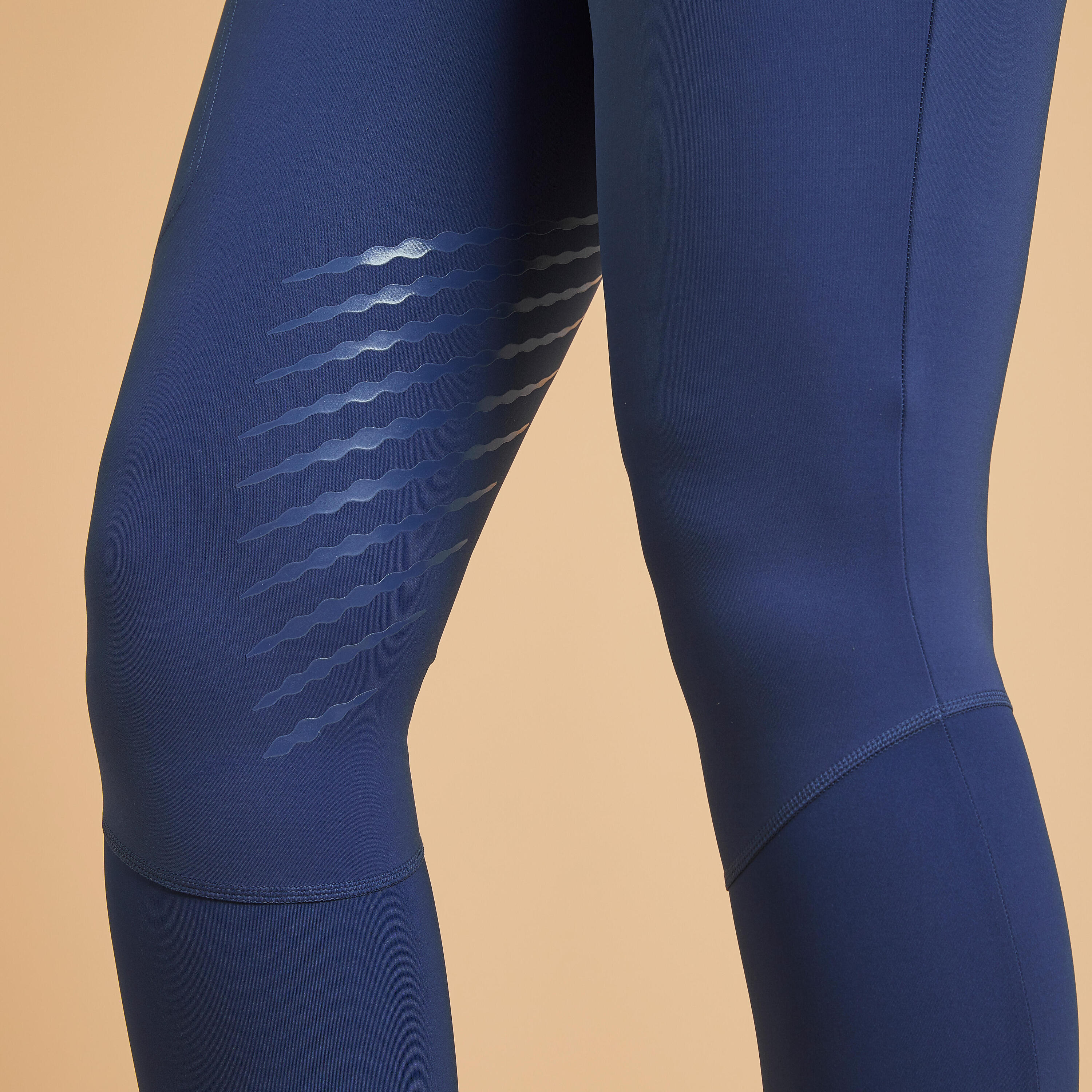 Calças Justas de Equitação Mulher 900 Grip Azul Turqui 7/8