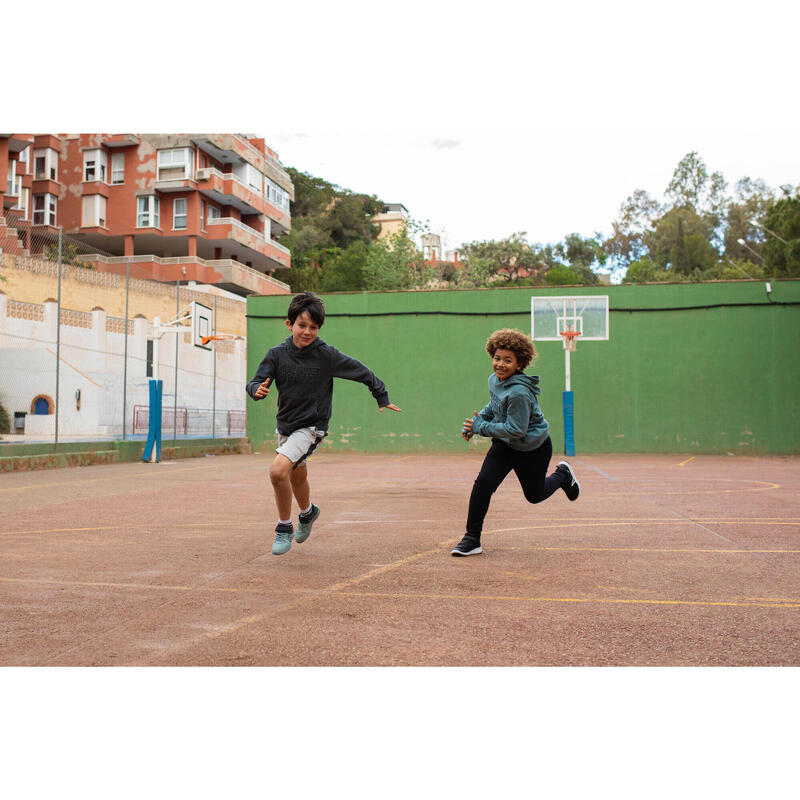 Felpa bambino ginnastica con cappuccio pesante grigio scuro stampata