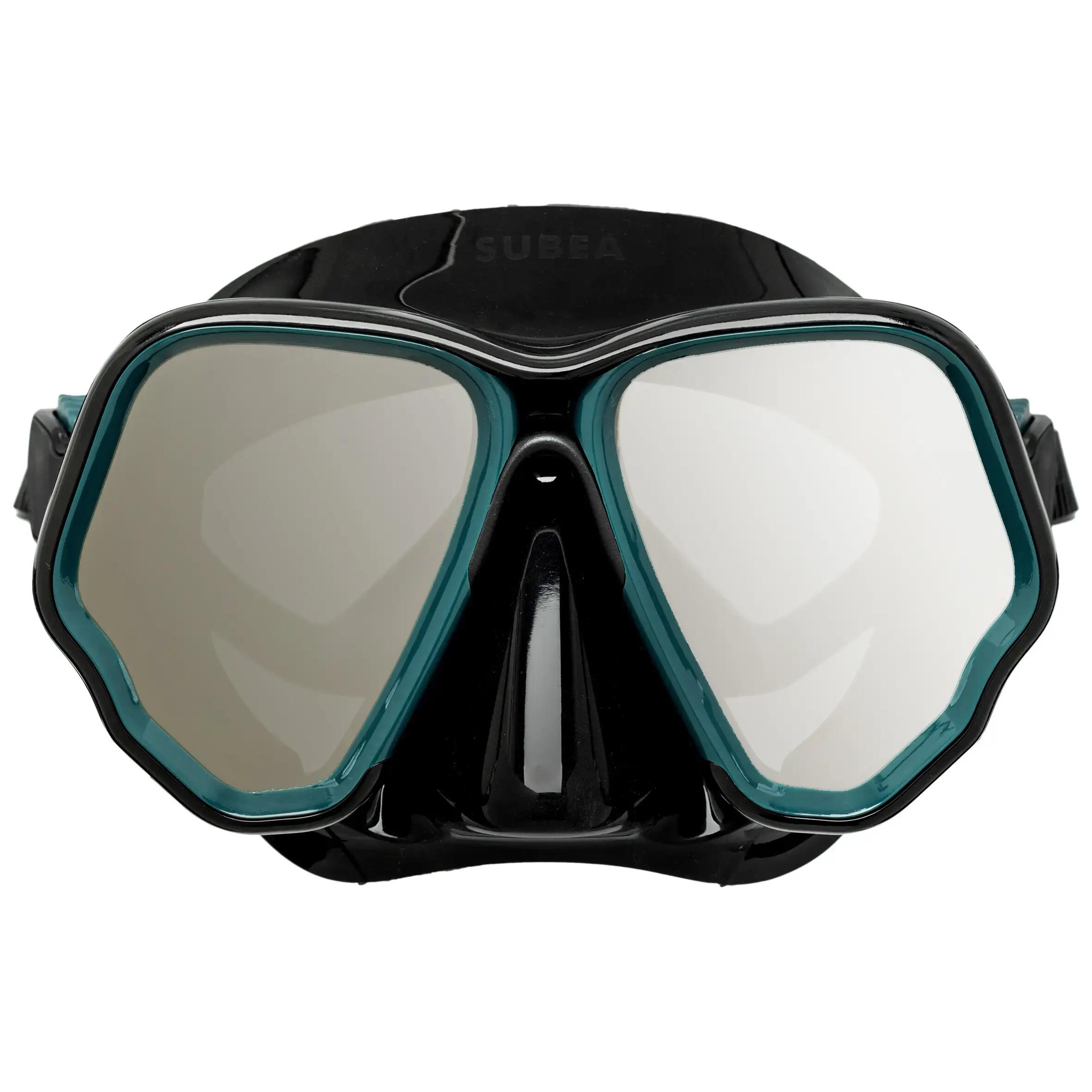 Adult Scuba Diving Mirror Lenses Mask 500 Black Grey -  2