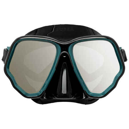 Double diving mask V2 SCD 500 opaque skirt glass MIRROR S 2021 - Black/Grey