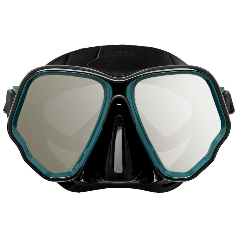 Gafas Buceo SCD 500 Bi-cristi Facial Opaco Negro/Gris Cristales Espejo