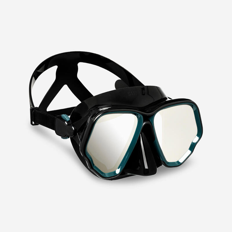 Maschera subacquea 500 DUAL specchio nero-grigio