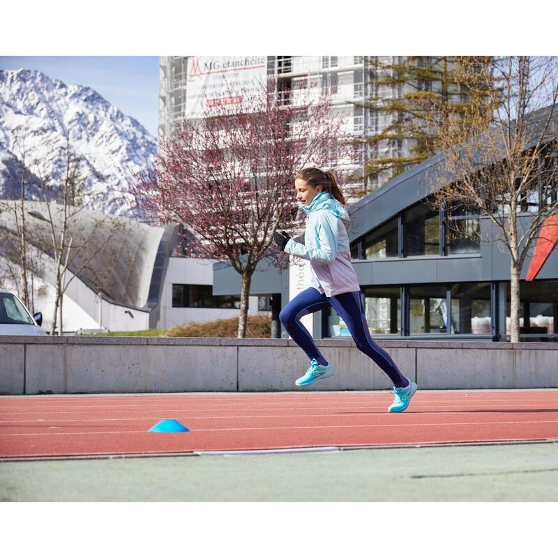 Lauf-Regenjacke Leichtathletik herausnehmbare Innenjacke 3-in-1 Kiprun Kinder grün