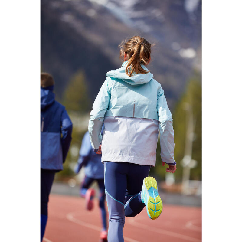 Lauf-Regenjacke Leichtathletik herausnehmbare Innenjacke 3-in-1 Kiprun Kinder grün