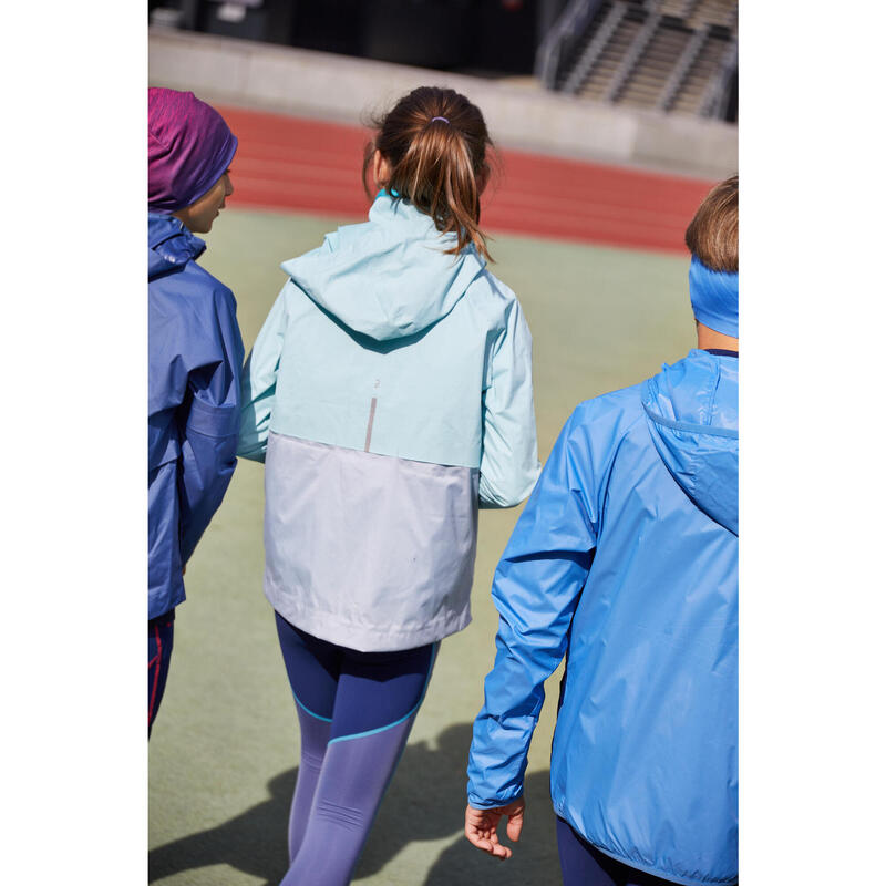 Lauf-Regenjacke Leichtathletik herausnehmbare Innenjacke 3-in-1 Kiprun Kinder grün