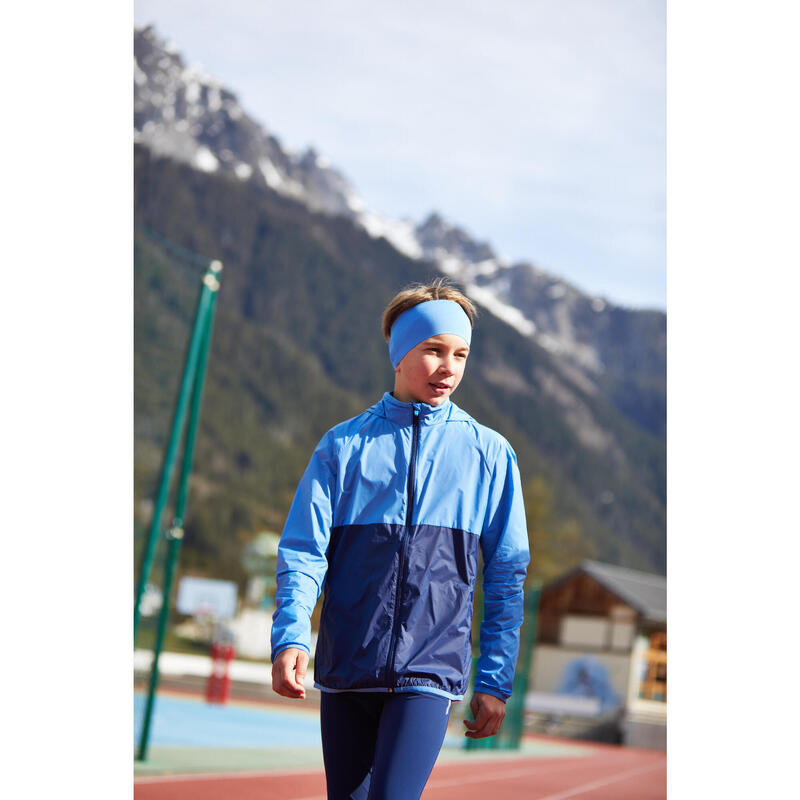 Veste coupe-vent running ultra légère enfant - KIPRUN WIND bicolore bleu