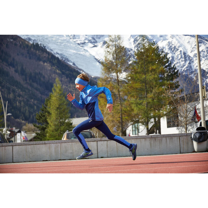 Giacca antivento running bambino WIND blu-azzurro