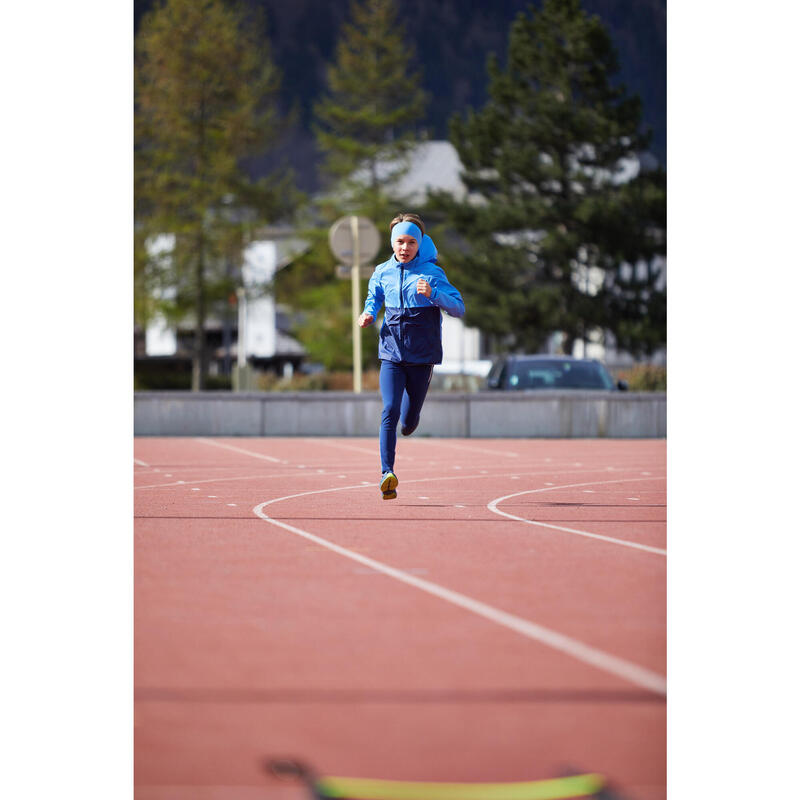 Veste coupe-vent running ultra légère enfant - KIPRUN WIND bicolore bleu