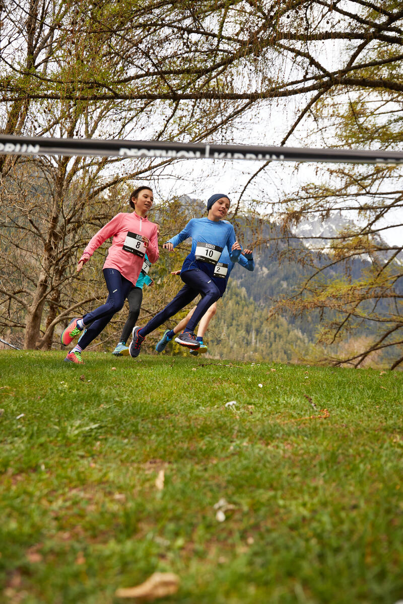 Laufshirt langarm Kinder 1/2 Reißverschluss - Warm+ rosa