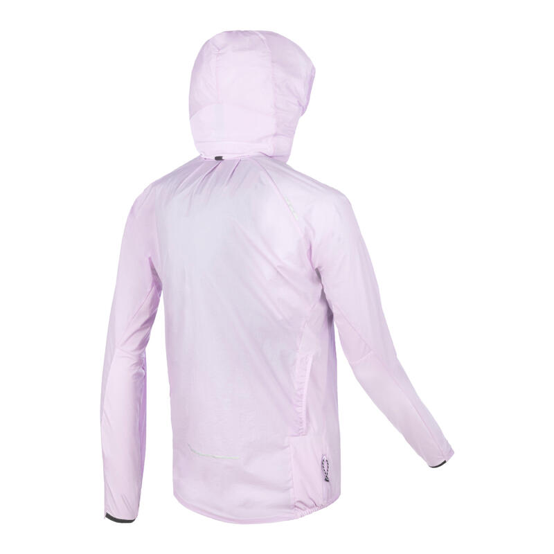 VESTE COUPE VENT DE TRAIL RUNNING MANCHES LONGUES FEMME LILA