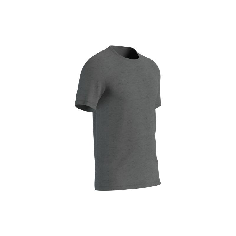 Camiseta fitness manga corta algodón extensible slim Hombre gris claro